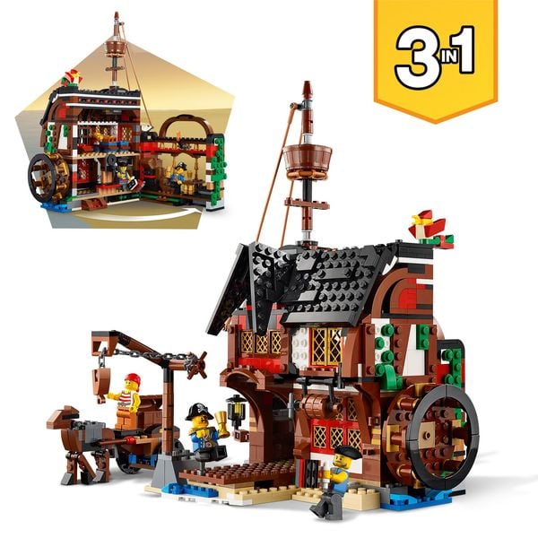 LEGO Creator 31109 3-in-1 Piratenschiff Set, Taverne und Totenkopfinsel