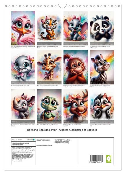 Produktbild: Tierische Spa&szlig;gesichter - Alberne Gesichter der Zootiere (Wandkalender 2026 DIN A3 hoch), CALVENDO Monatskalender