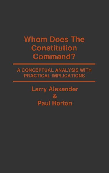 Produktbild: Whom Does the Constitution Command?