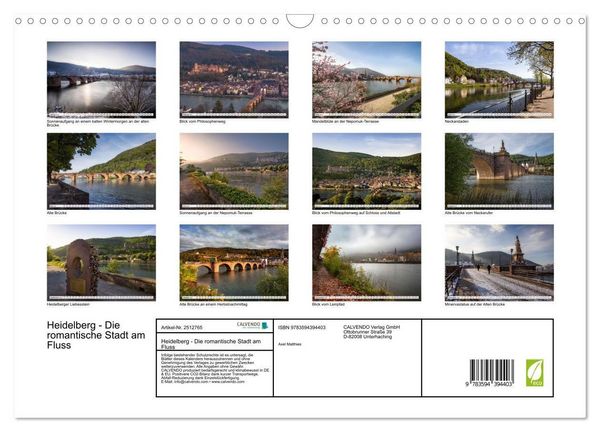 Produktbild: Heidelberg - Die romantische Stadt am Fluss (Wandkalender 2027 DIN A3 quer), CALVENDO Monatskalender