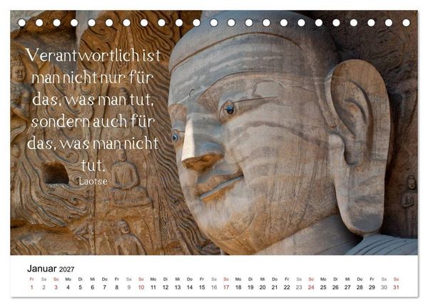 Produktbild: Reisefreu(n)de: Leben in Harmonie - buddhistische Zitate (Tischkalender 2027 DIN A5 quer), CALVENDO Monatskalender