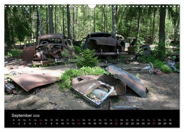 Produktbild: Schrottautos im Kyrk&ouml; Mosse (Wandkalender 2026 DIN A3 quer), CALVENDO Monatskalender