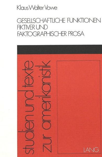 Produktbild: Gesellschaftliche Funktionen fiktiver und faktographischer Prosa