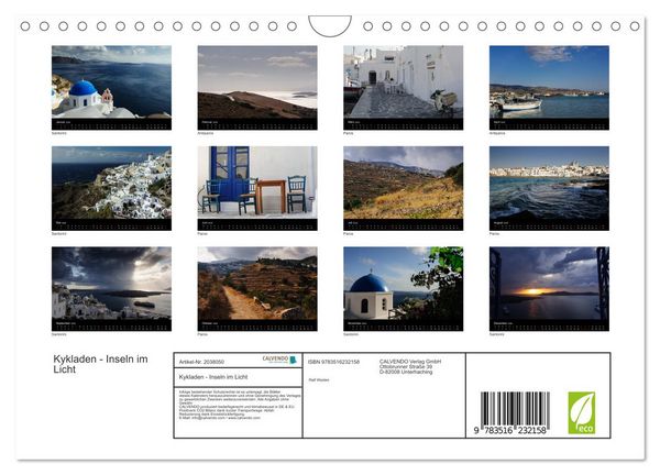 Produktbild: Kykladen - Inseln im Licht (Wandkalender 2026 DIN A4 quer), CALVENDO Monatskalender