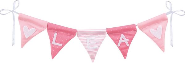 Produktbild: Buchstabenwimpelkette rosa, mit 10 Wimpeln