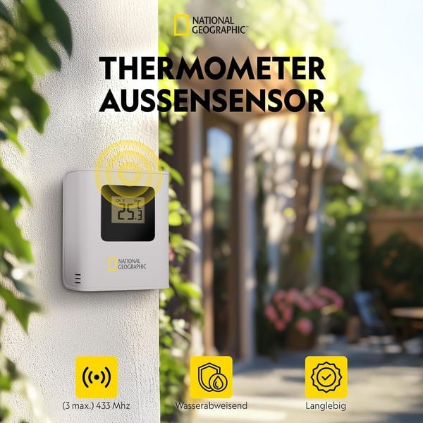 Produktbild: Bresser 13872 - NATIONAL GEOGRAPHIC Funkwetterstation Transparent, drahtlos