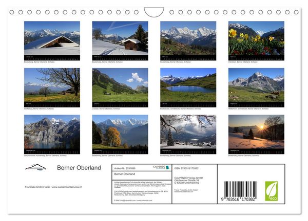 Produktbild: Berner Oberland (Wandkalender 2026 DIN A4 quer), CALVENDO Monatskalender