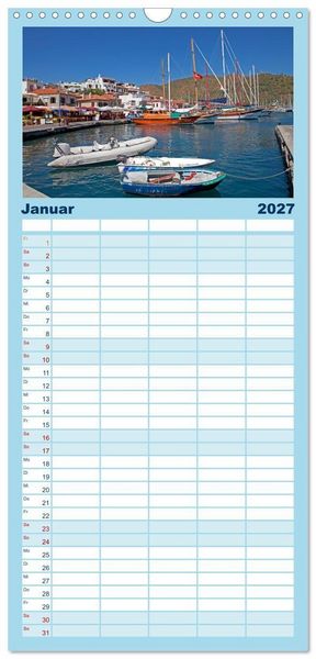 Produktbild: Familienplaner 2027 - Sommer an der T&uuml;rkischen &Auml;g&auml;is mit 5 Spalten (Wandkalender, 21 x 45 cm) CALVENDO