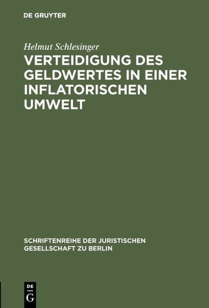 Produktbild: Verteidigung des Geldwertes in einer inflatorischen Umwelt