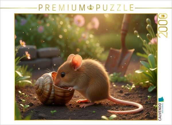 CALVENDO Puzzle Kleine Maus mit Schneckenhaus | 2000 Teile Lege-Größe 90x67cm Foto-Puzzle für glückliche Stunden