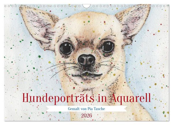 Produktbild: Hundeportr&auml;ts in Aquarell (Wandkalender 2026 DIN A3 quer), CALVENDO Monatskalender