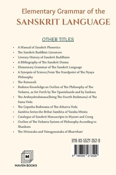 Produktbild: Elementary Grammar of the SANSKRIT LANGUAGE
