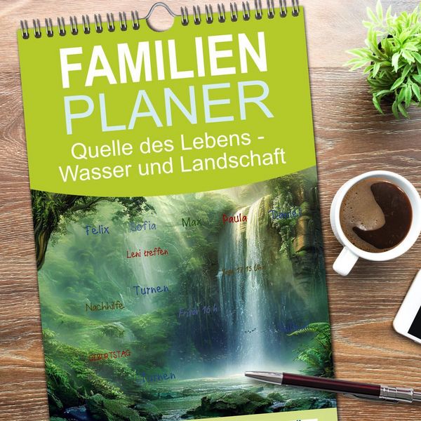 Produktbild: Familienplaner 2026 - Quelle des Lebens - Wasser und Landschaft mit 5 Spalten (Wandkalender, 21 x 45 cm) CALVENDO