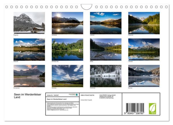 Produktbild: Seen im Werdenfelser Land (Wandkalender 2026 DIN A4 quer), CALVENDO Monatskalender