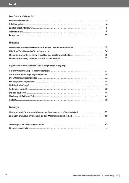 Produktbild: Wilhelm Tell &ndash; Friedrich Schiller &ndash; Lehrerheft