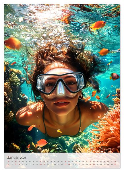 Produktbild: Diving Queens (hochwertiger Premium Wandkalender 2026 DIN A2 hoch), Kunstdruck in Hochglanz