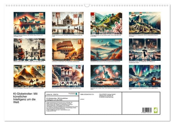 Produktbild: KI-Globetrotter: Mit k&uuml;nstlicher Intelligenz um die Welt (Wandkalender 2026 DIN A2 quer), CALVENDO Monatskalender