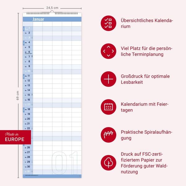 Produktbild: Allround-Familienplaner Vertical Kalender 2027