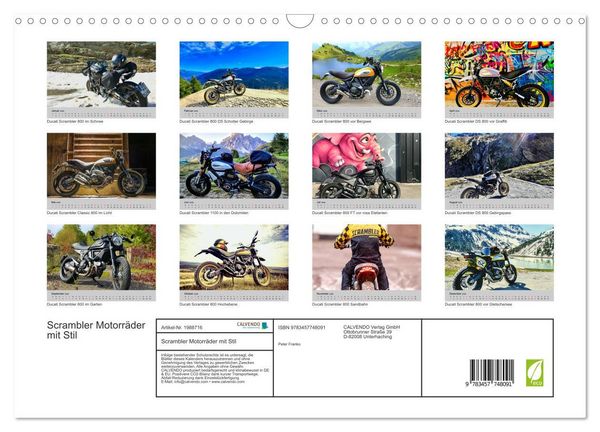 Produktbild: Scrambler Motorr&auml;der mit Stil (Wandkalender 2026 DIN A3 quer), CALVENDO Monatskalender