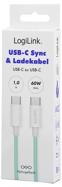Produktbild: LogiLink USB-C&reg; Kabel USB 2.0 USB-C&reg; Stecker 1m Gr&uuml;n CU0347
