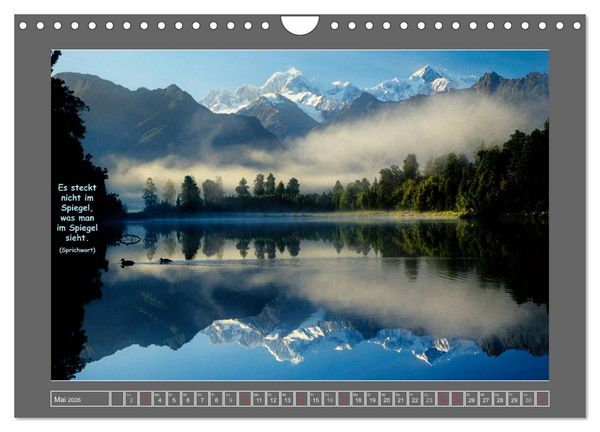 Produktbild: Naturwunder Neuseeland - in Bild und Text (Wandkalender 2026 DIN A4 quer), CALVENDO Monatskalender