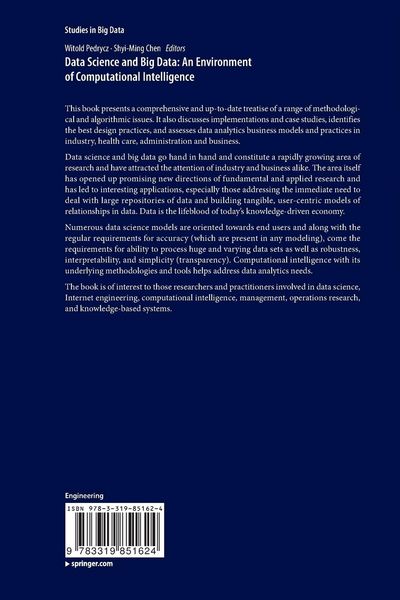 Produktbild: Data Science and Big Data: An Environment of Computational Intelligence