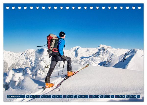 Produktbild: Skimountaineering - Erobere die Berge im Winter (Tischkalender 2026 DIN A5 quer), CALVENDO Monatskalender