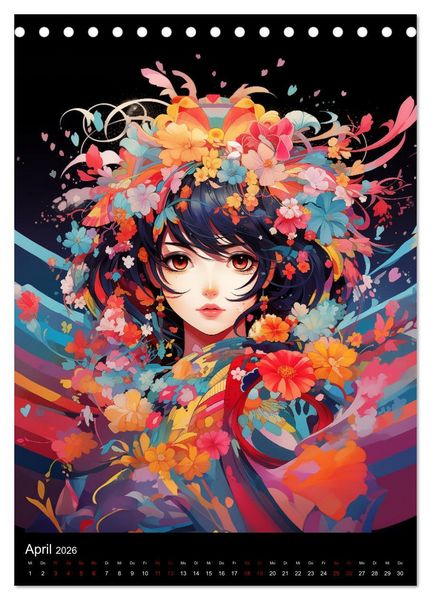 Produktbild: Manga Flower Girls (Tischkalender 2026 DIN A5 hoch), CALVENDO Monatskalender