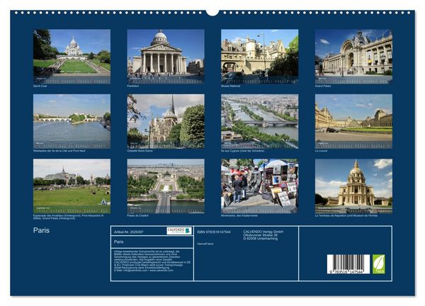 Produktbild: Paris (hochwertiger Premium Wandkalender 2026 DIN A2 quer), Kunstdruck in Hochglanz