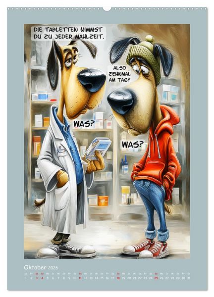 Produktbild: Hundstage. Bissiger Humor vom Feinsten (hochwertiger Premium Wandkalender 2026 DIN A2 hoch), Kunstdruck in Hochglanz
