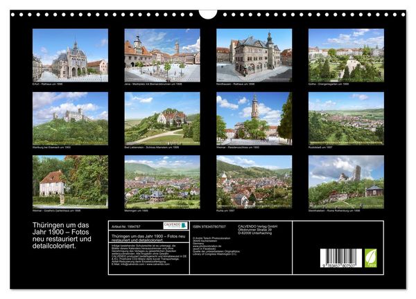 Produktbild: Th&uuml;ringen um das Jahr 1900 &ndash; Fotos neu restauriert und detailcoloriert. (Wandkalender 2026 DIN A3 quer), CALVENDO Monatskalender