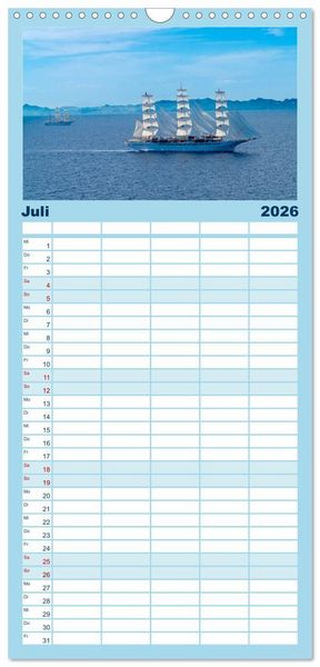 Produktbild: Familienplaner 2026 - Hochseeschiffe mit 5 Spalten (Wandkalender, 21 x 45 cm) CALVENDO
