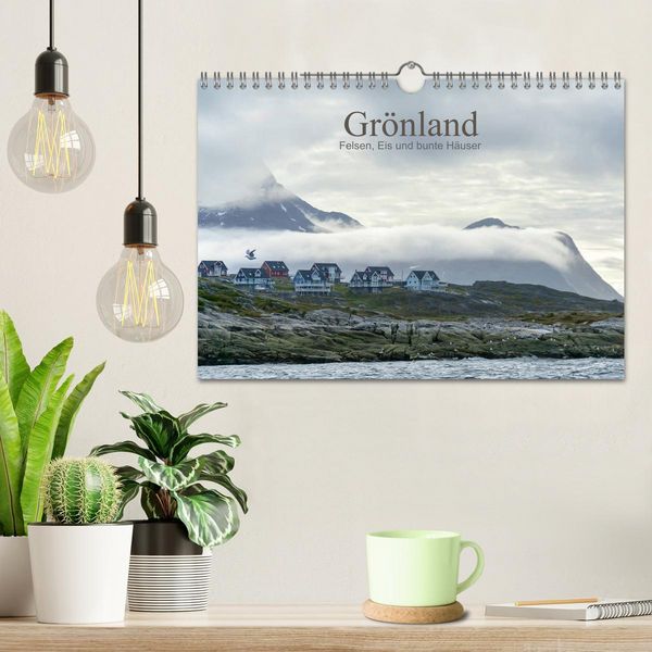 Produktbild: Gr&ouml;nland - Felsen, Eis und bunte H&auml;user (Wandkalender 2026 DIN A4 quer), CALVENDO Monatskalender