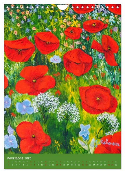 Produktbild: Coquelicots en peinture (Calendrier mural 2026 DIN A4 horizontal), CALVENDO calendrier mensuel