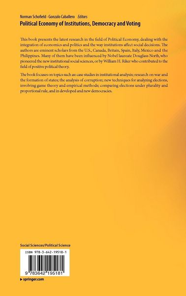 Produktbild: Political Economy of Institutions, Democracy and Voting