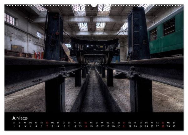 Produktbild: Verlassene Orte - Die Lokomotivwerkstatt (Wandkalender 2026 DIN A2 quer), CALVENDO Monatskalender