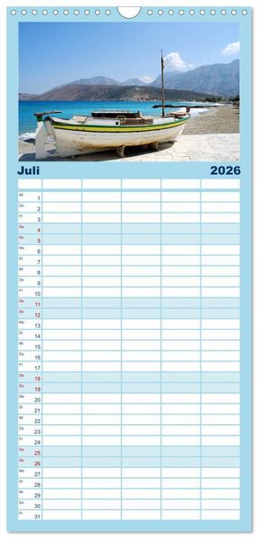 Produktbild: Familienplaner 2026 - Kreta - Griechischer Inseltraum mit 5 Spalten (Wandkalender, 21 x 45 cm) CALVENDO