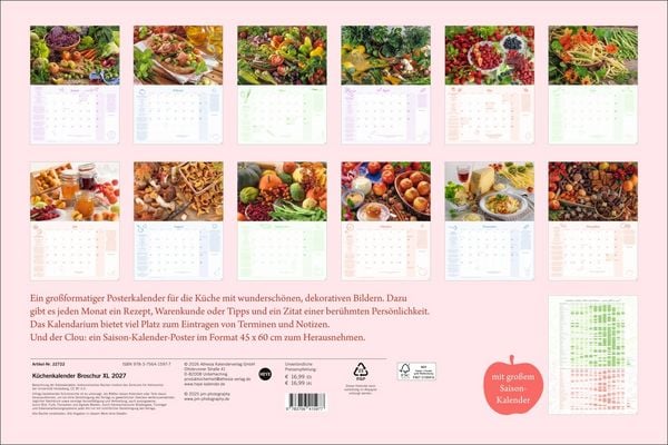 Produktbild: K&uuml;chenkalender Broschur XL 2027