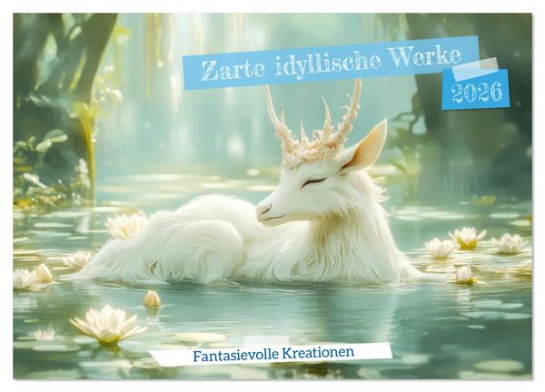 Zarte idyllische Werke - Fantasievolle Kreationen (Wandkalender 2026 DIN A2 quer), CALVENDO Monatskalender