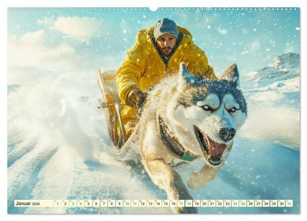 Produktbild: Huskies - Kraft und Anmut (Wandkalender 2026 DIN A2 quer), CALVENDO Monatskalender