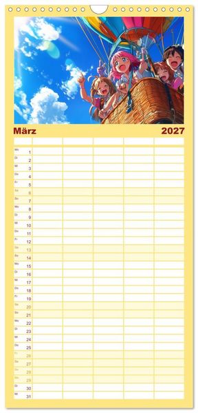 Produktbild: Familienplaner 2027 - Anime Kalender &ndash; Charaktere im Slice-of-Life Stil mit 5 Spalten (Wandkalender, 21 x 45 cm) CALVENDO