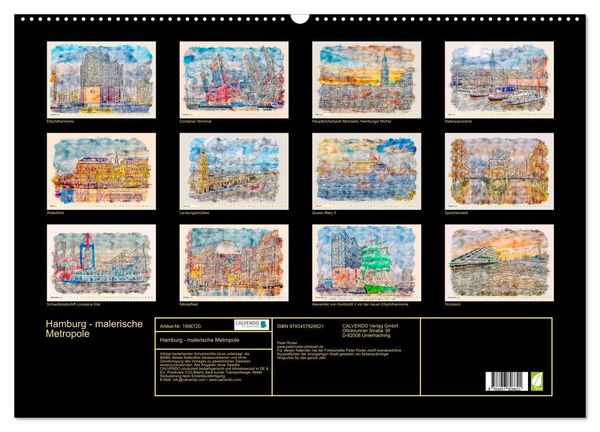 Produktbild: Hamburg - malerische Metropole (Wandkalender 2026 DIN A2 quer), CALVENDO Monatskalender