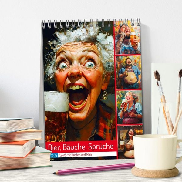 Produktbild: Bier, B&auml;uche, Spr&uuml;che. Spa&szlig; mit Hopfen und Malz (Tischkalender 2026 DIN A5 hoch), CALVENDO Monatskalender