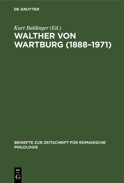 Produktbild: Walther von Wartburg (1888&ndash;1971)