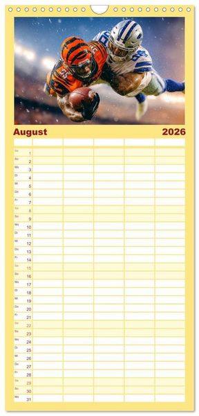 Produktbild: Familienplaner 2026 - American Football - Touchdown durchs Jahr mit 5 Spalten (Wandkalender, 21 x 45 cm) CALVENDO