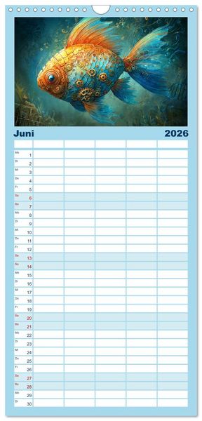 Produktbild: Familienplaner 2026 - Aqua Mechanica &ndash; Steampunk unter dem Meer mit 5 Spalten (Wandkalender, 21 x 45 cm) CALVENDO