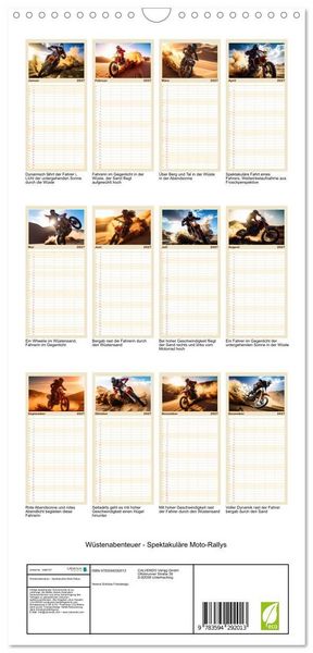 Produktbild: Familienplaner 2027 - W&uuml;stenabenteuer - Spektakul&auml;re Moto-Rallys mit 5 Spalten (Wandkalender, 21 x 45 cm) CALVENDO