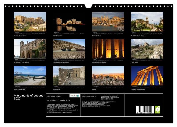 Produktbild: Monuments of Lebanon 2026 (Wall Calendar 2026 DIN A3 landscape), CALVENDO 12 Month Wall Calendar
