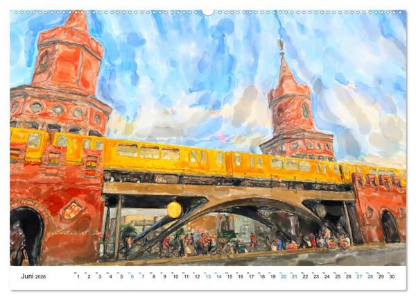 Produktbild: Berlin - Stadtansichten im Aquarell-Design (Wandkalender 2026 DIN A2 quer), CALVENDO Monatskalender