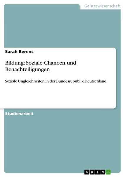 Produktbild: Bildung: Soziale Chancen und Benachteiligungen